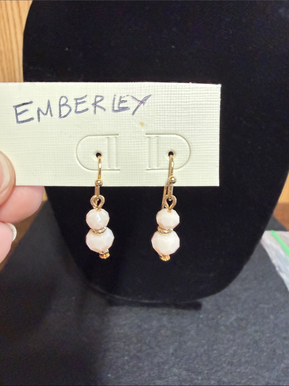 Emberley Gold-Tone Earrings with Pale Pink Faceted Beads